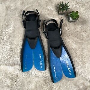 Nature's Wings Deep See Splash Scuba Swim Fins Kids S / M 9-13 Black Blue